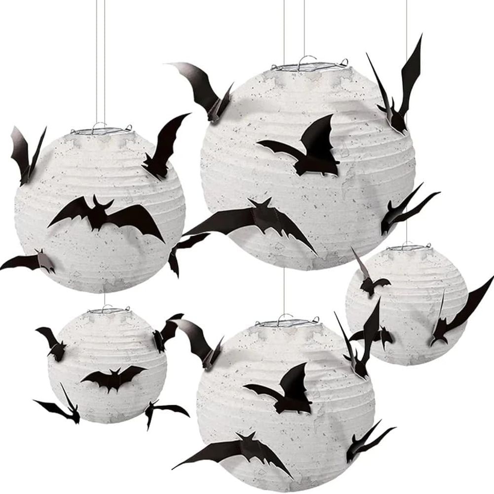 Paper Lanterns w/ Bat Add Ons (5ct)