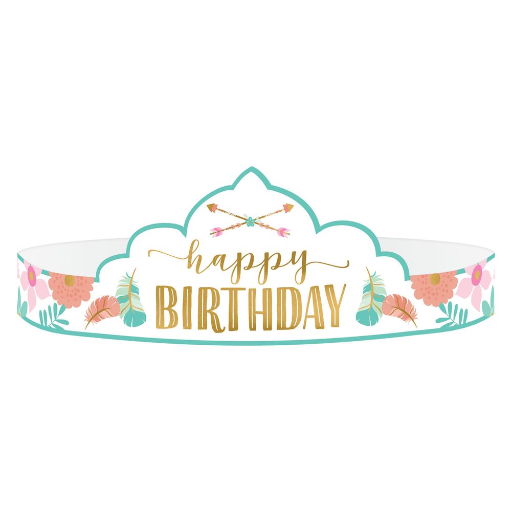 Boho Birthday Tiaras (8 ct)