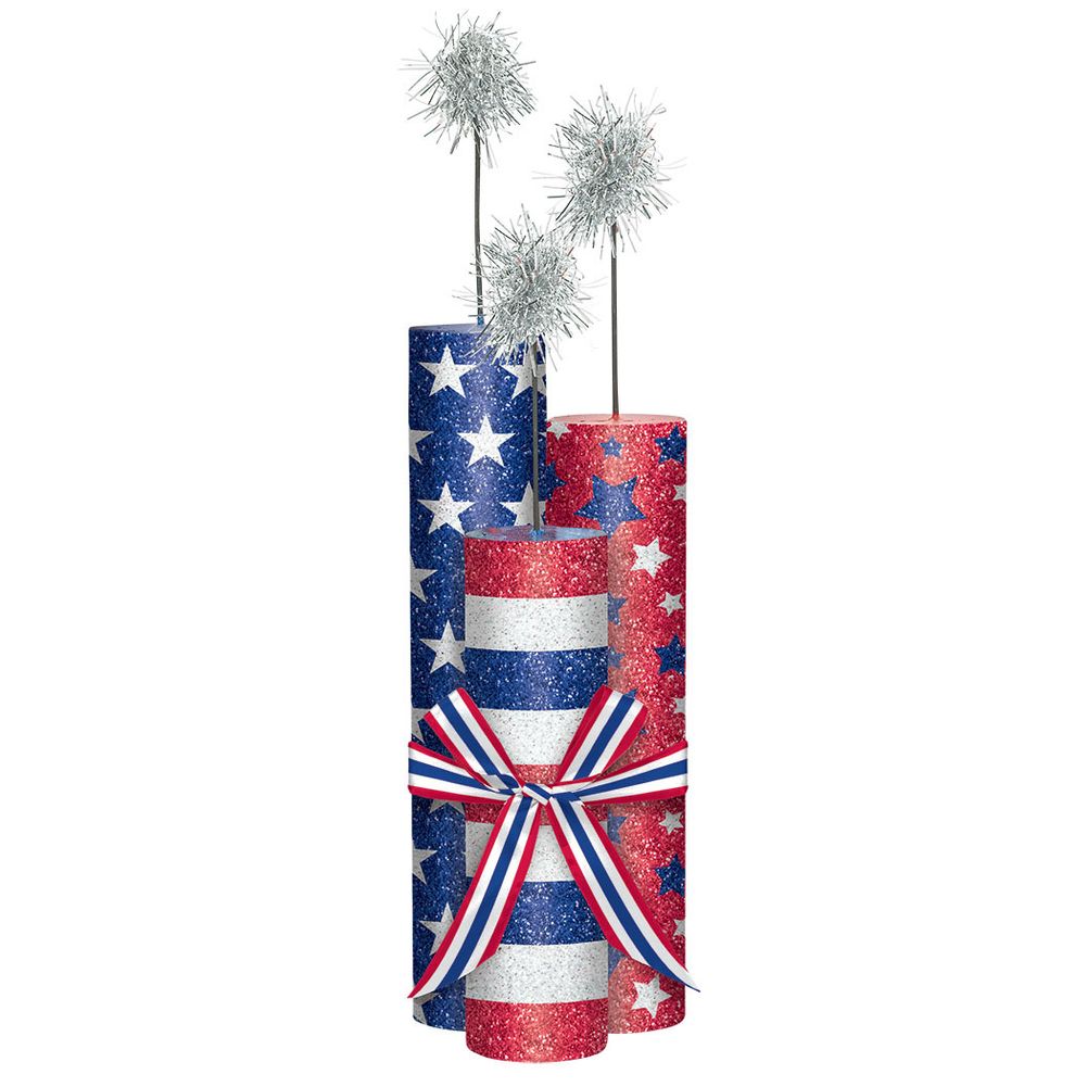 Patriotic Glittered Fireworks Centerpiece
