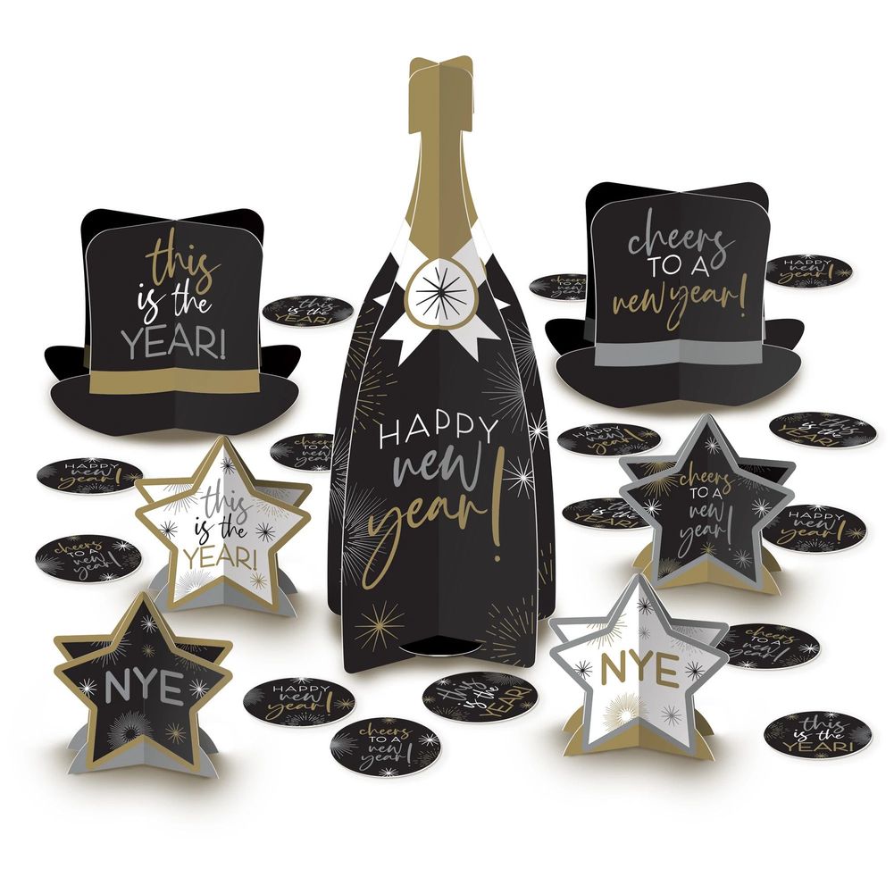 Black, Silver, Gold Tabletop Decorating Kit