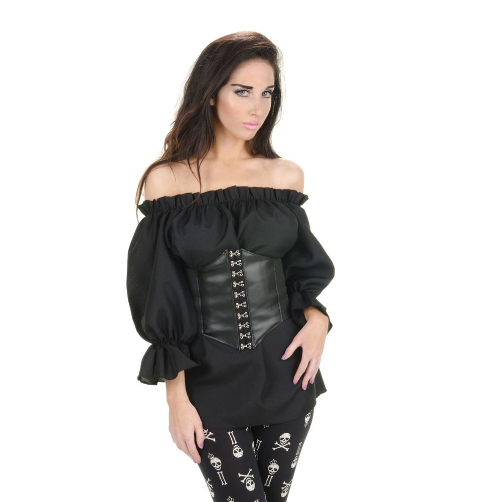 Underwraps Black Renaissance 3/4 Sleeve Blouse Women's Large