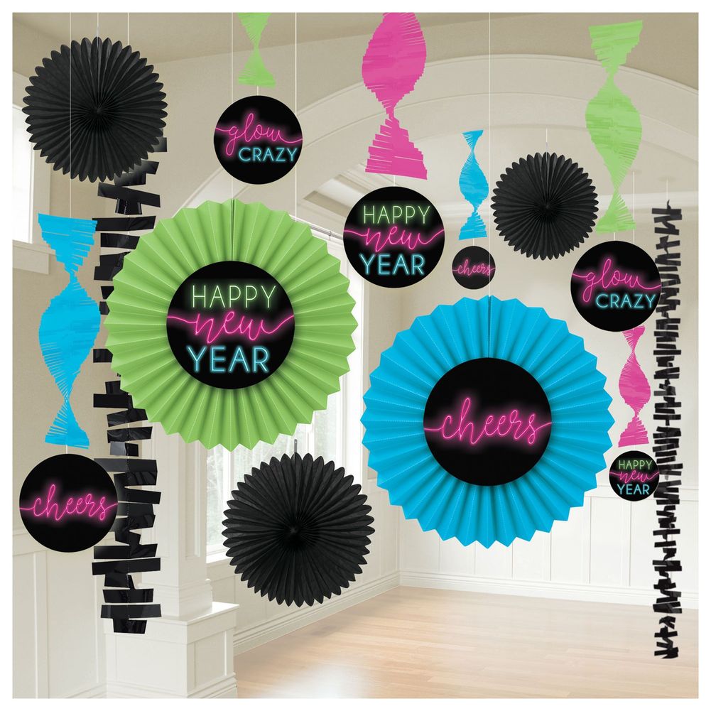 New Year's Glow Paper Fan Decorating Kit