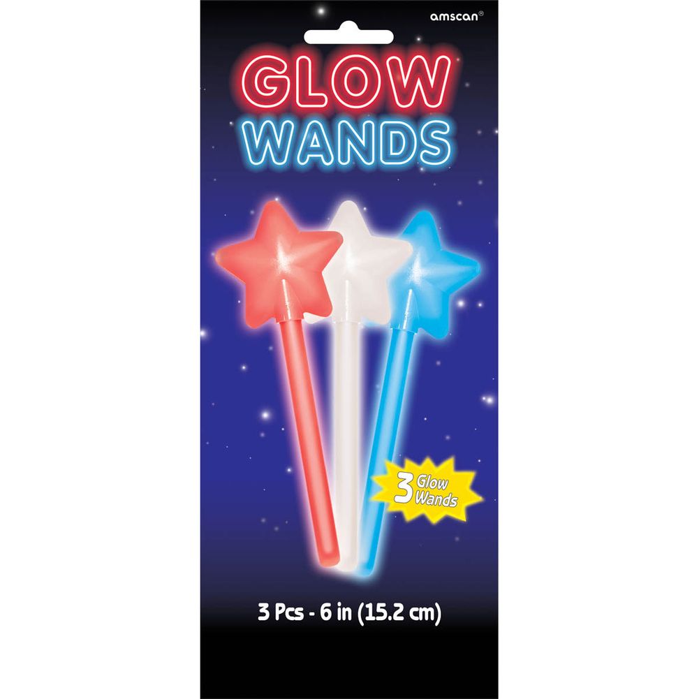 Red, White, & Blue Mini Star Glowsticks (3 ct)