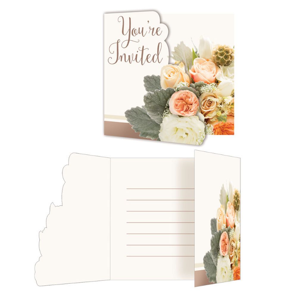 Rose Gold Bouquet Invitations (8ct)