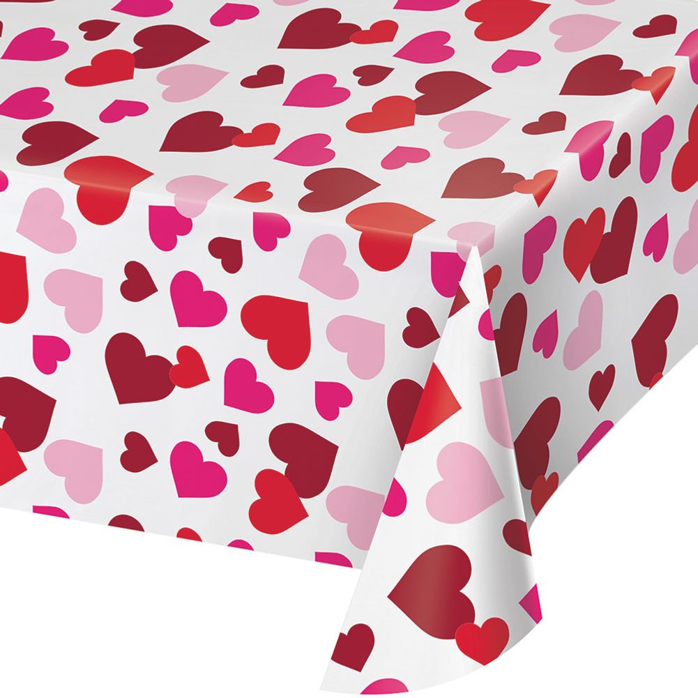 Hearts All Around Rectangle Plastic Tablecover