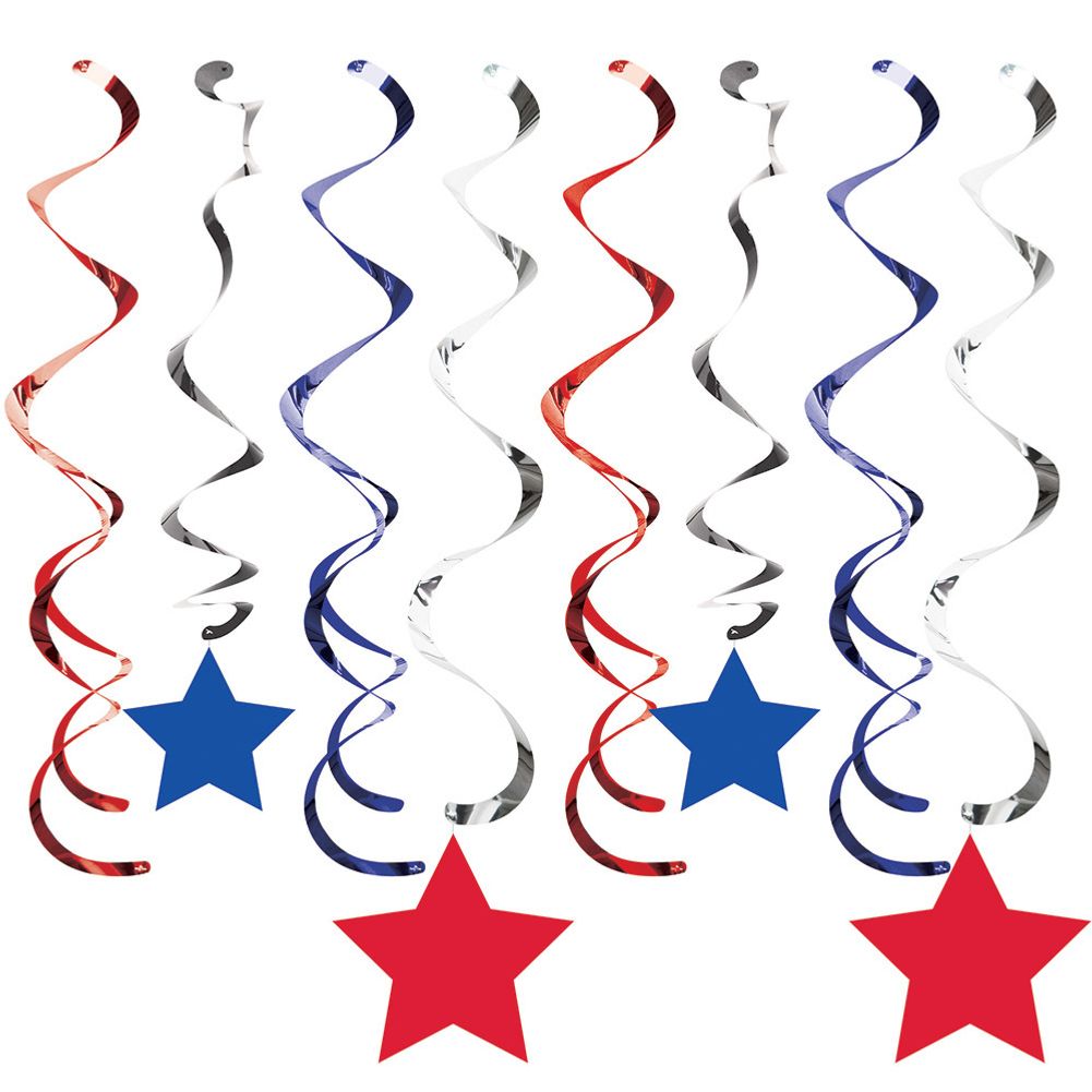 Patriotic Stars Hanging Swirls (8ct)