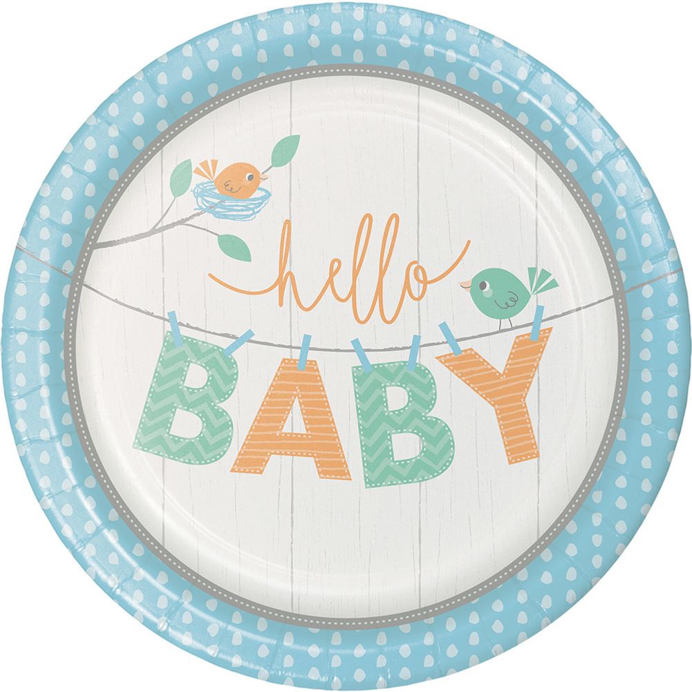 Hello Baby Boy Dinner Plates (8 ct)