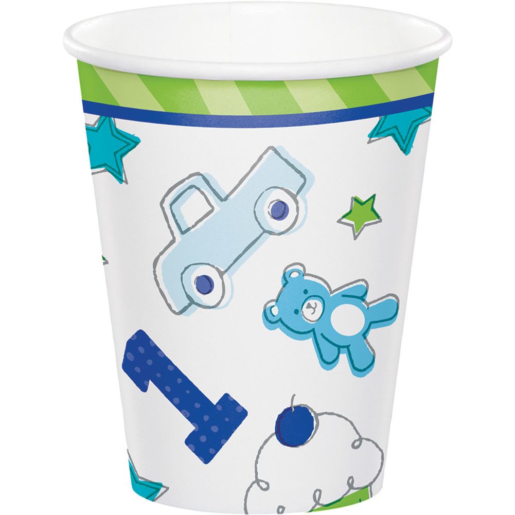 Doodle 1st Birthday Boy 9oz Paper Cups (8 ct)
