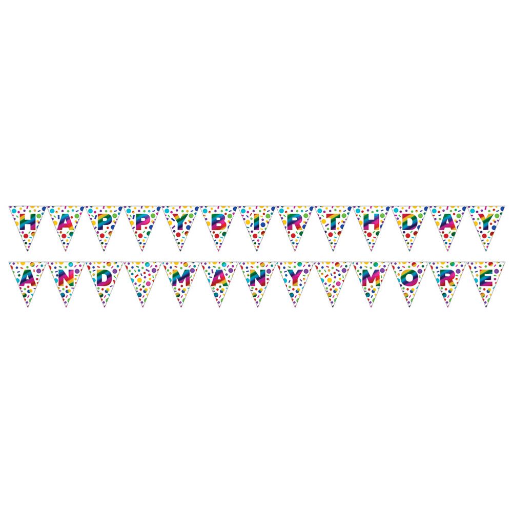 Rainbow Foil 2 Sided Pennant Banner