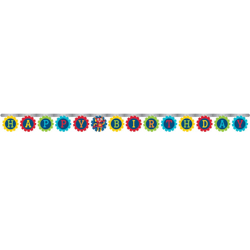 Party Robots Happy Birthday Letter Banner