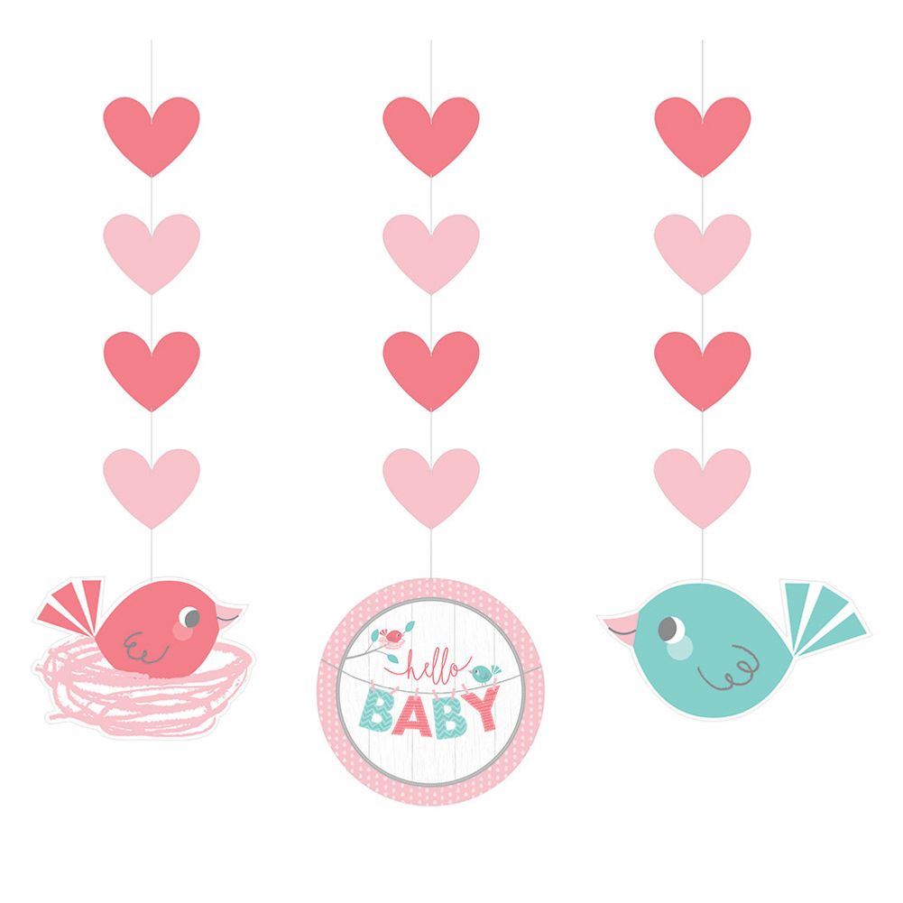 Hello Baby Girl Hanging Cutouts (3 ct)