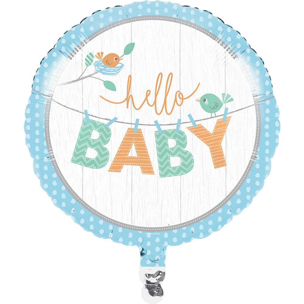 Hello Baby Boy 18" Round Foil Balloon