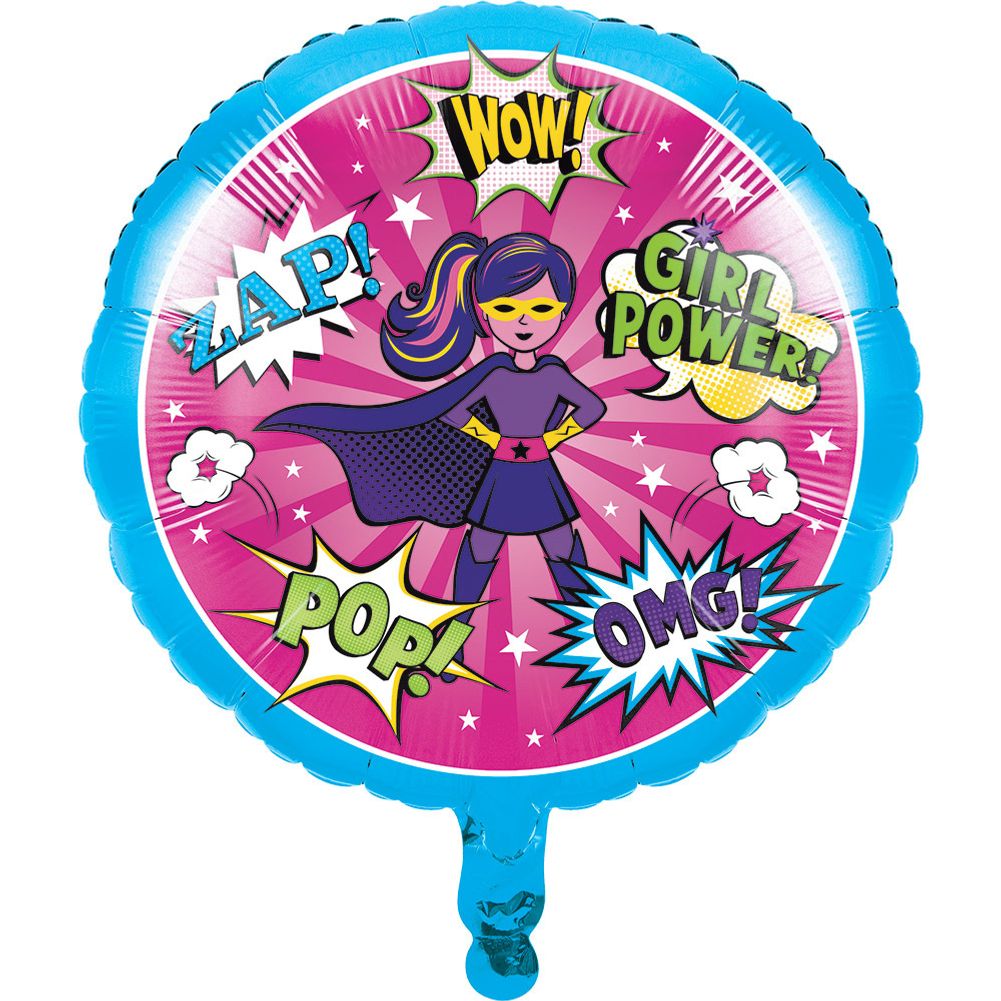 Girl Superhero 18" Round Foil Balloon