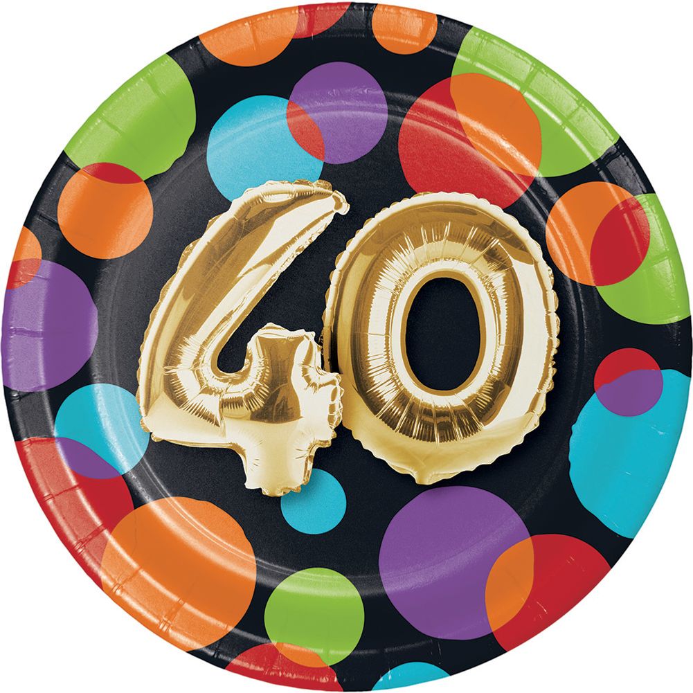 Balloon Birthday 40 Dessert Plates (8 ct)