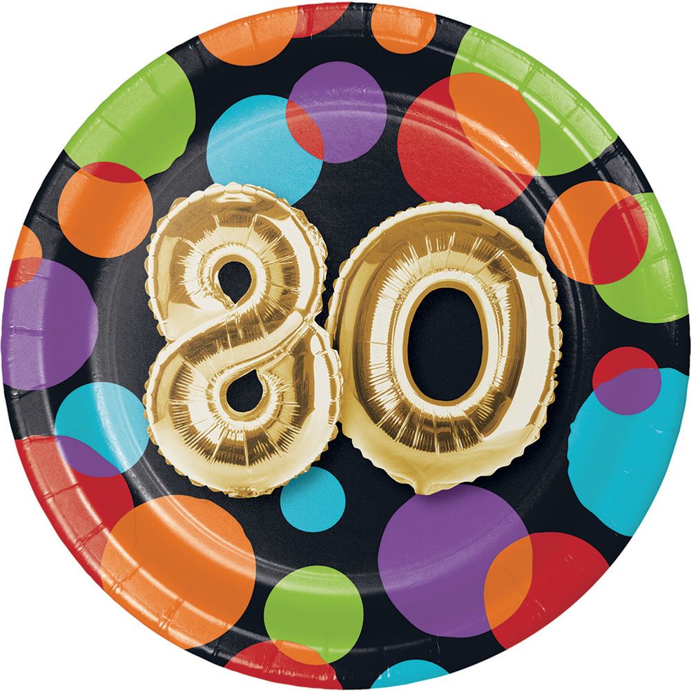 Balloon Birthday 80 Dessert Plates (8 ct)