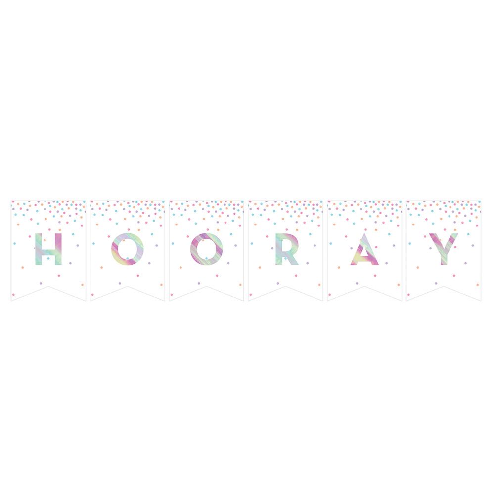 Rainbow Foil Hooray Pennant Banner