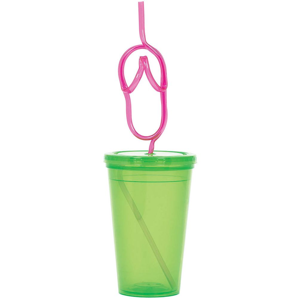Kiwi To Go Cup With Flip Flop Straw