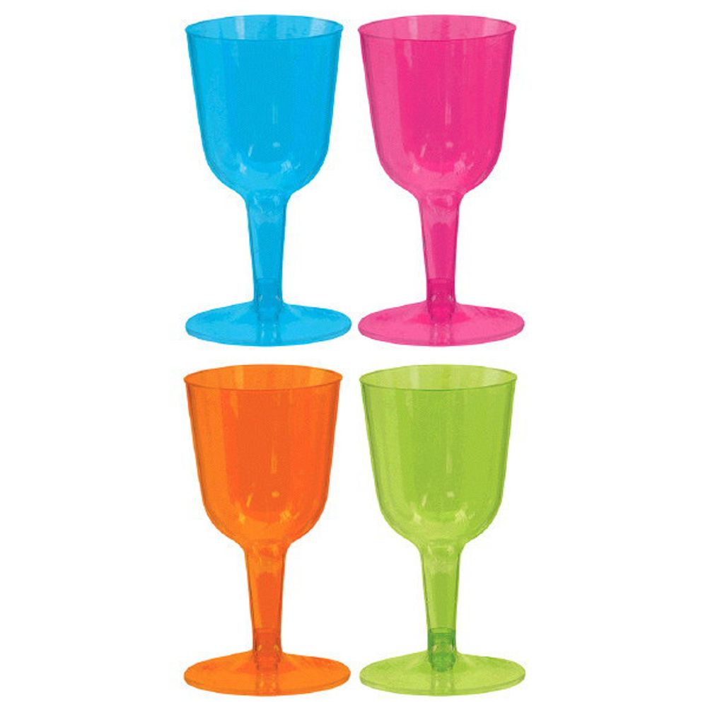 Neon Plastic 10oz Wine Glasses (20ct)