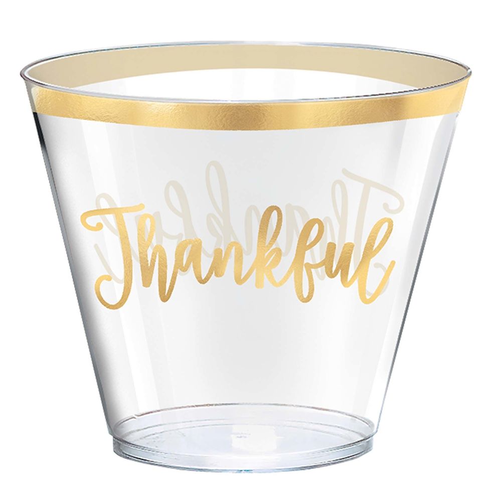 Thankful Hot Stamped Plastic 9oz Tumblers (30 ct)