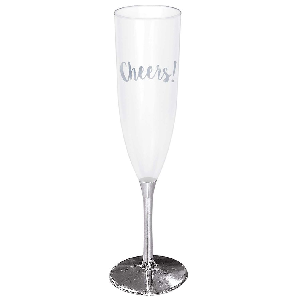 Silver Cheers Champagne Glasses