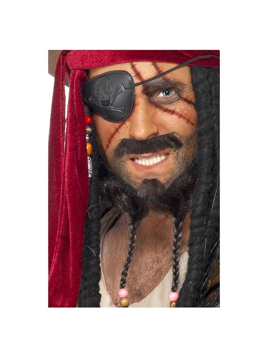 Pirate Make Up Kit 2 Colours Brush Sponge Eyepatch & Guide