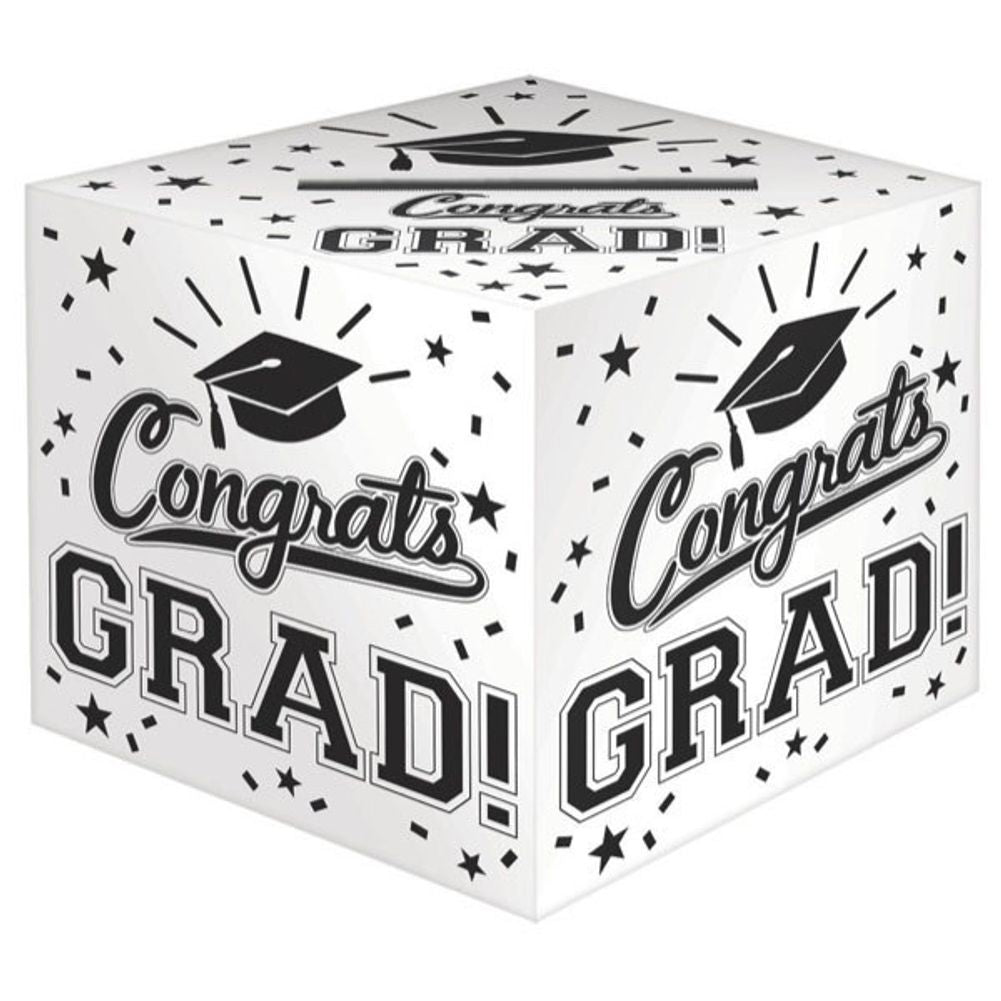 Congrats Grad White Card Holder Box