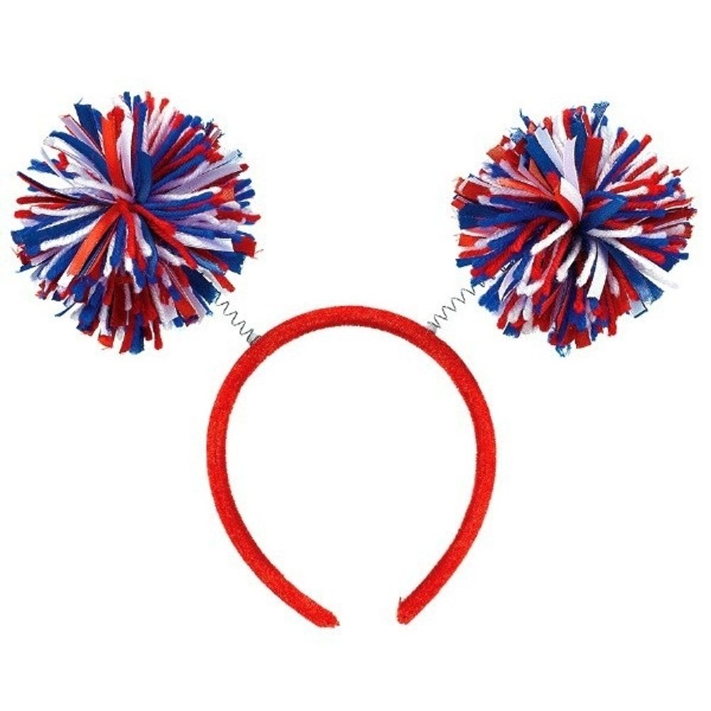Patriotic Red, White & Blue Pom-Pom Head Bopper