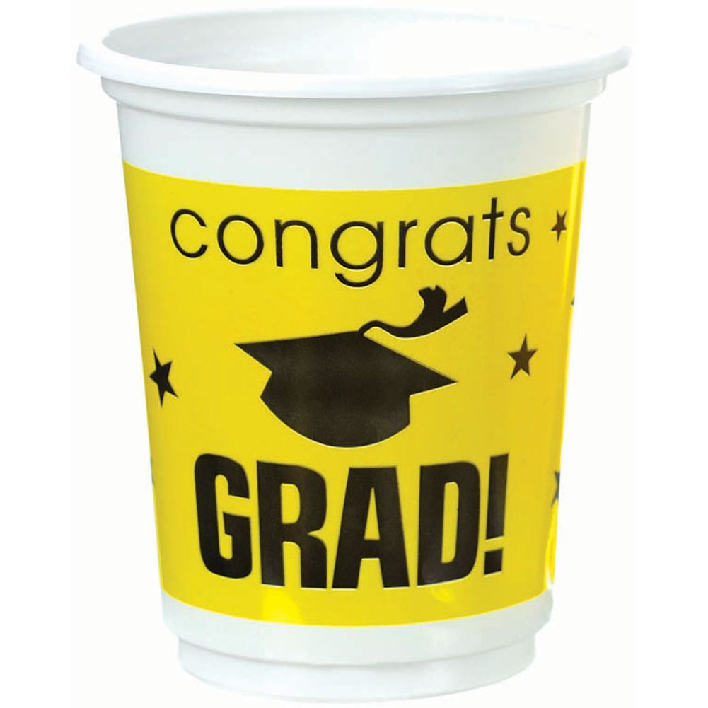 Congrats Grad Yellow Plastic 12 oz Cups