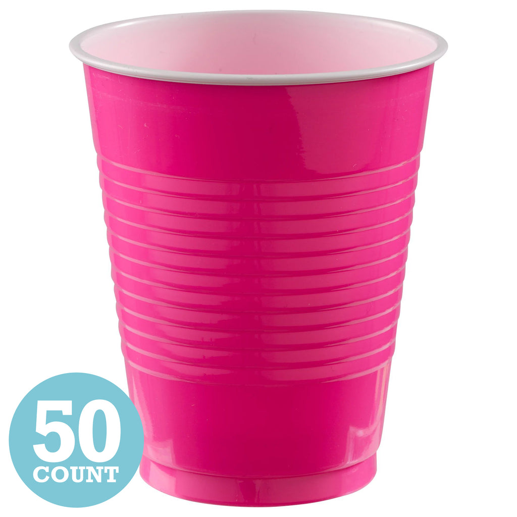Bright Pink 16 oz Plastic Cups (50ct)