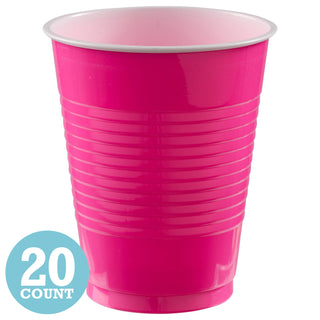 Bright Pink 16 oz Plastic Cups (20ct)