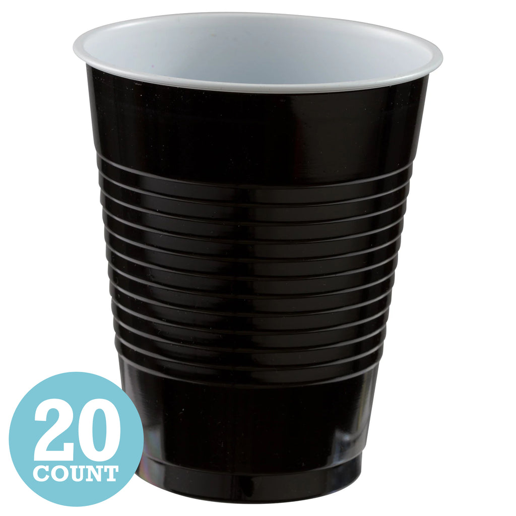Jet Black 16 oz Plastic Cups (20ct)