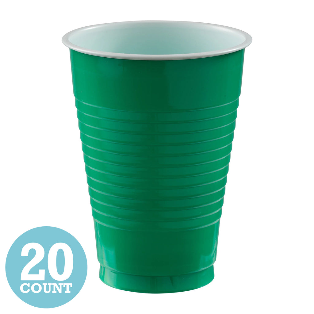 Festive Green 12 oz Plastic Cups (20ct)
