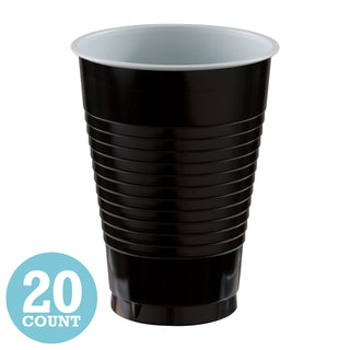Jet Black 12 oz Plastic Cups (20ct)