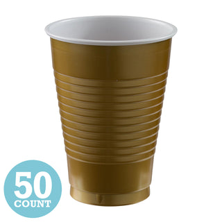 Gold 12 oz Plastic Cups (50ct)