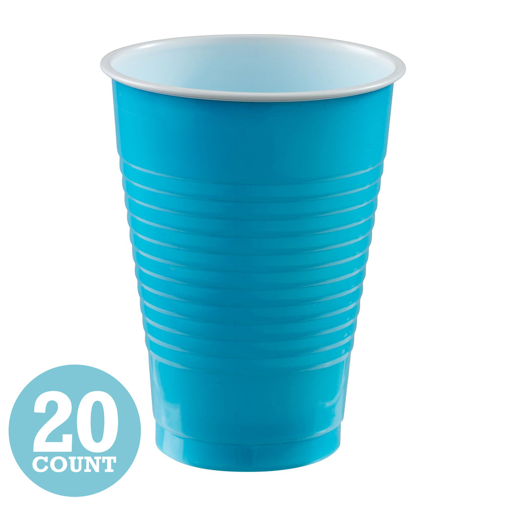 Caribbean Blue 12 oz Plastic Cups (20ct)