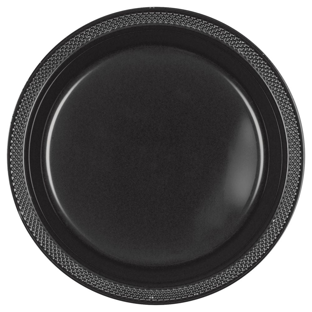 Jet Black Plastic Dessert Plates (20ct)