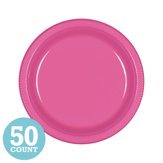 Bright Pink Plastic Dessert Plates (50ct)