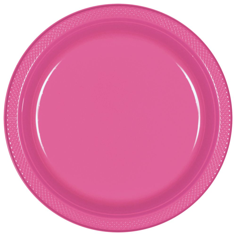 Bright Pink Plastic Dinner Plates (20ct)