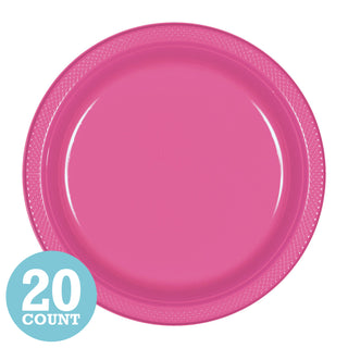 Bright Pink Plastic Dinner Plates (20ct)