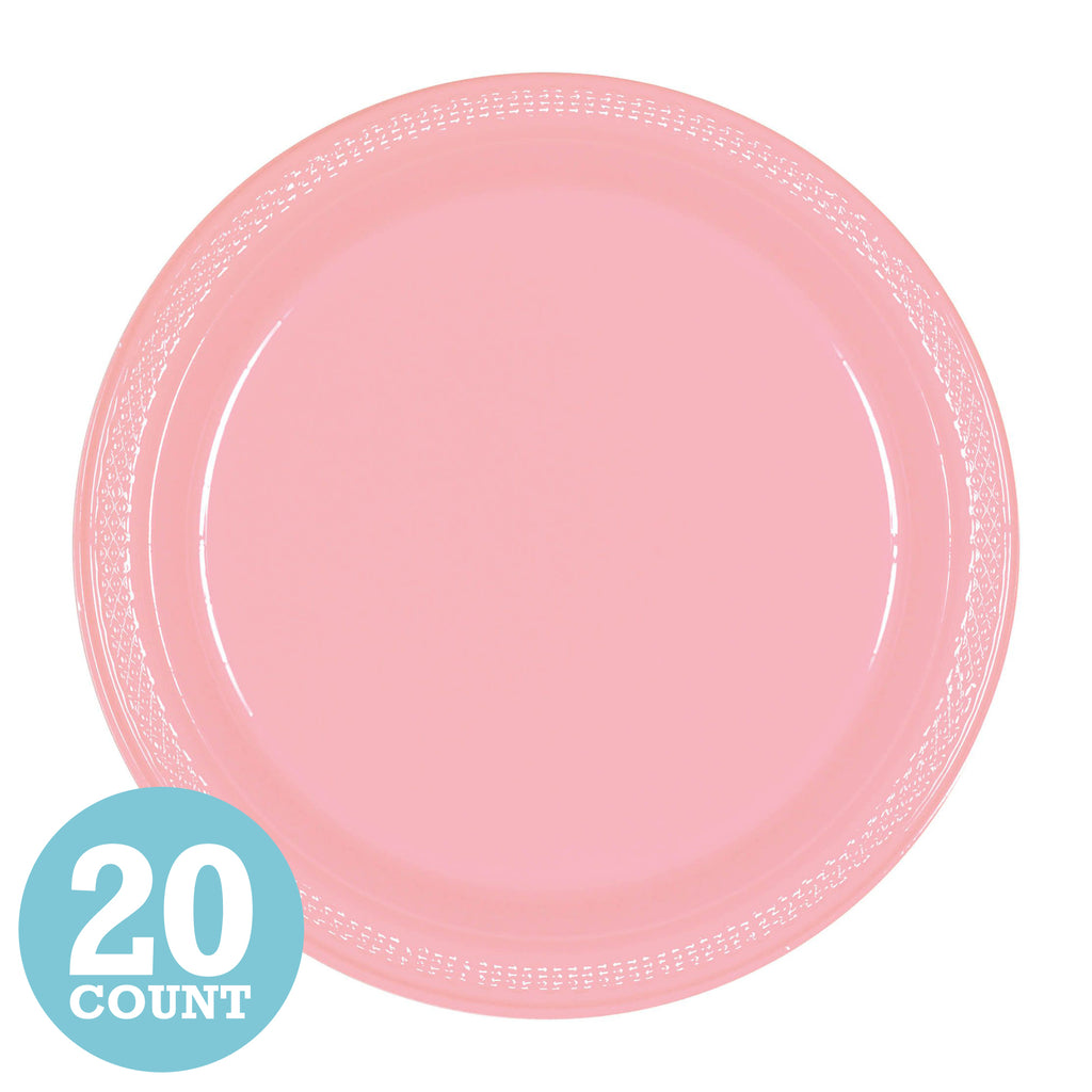 New Pink Plastic Dinner Plates (20ct)