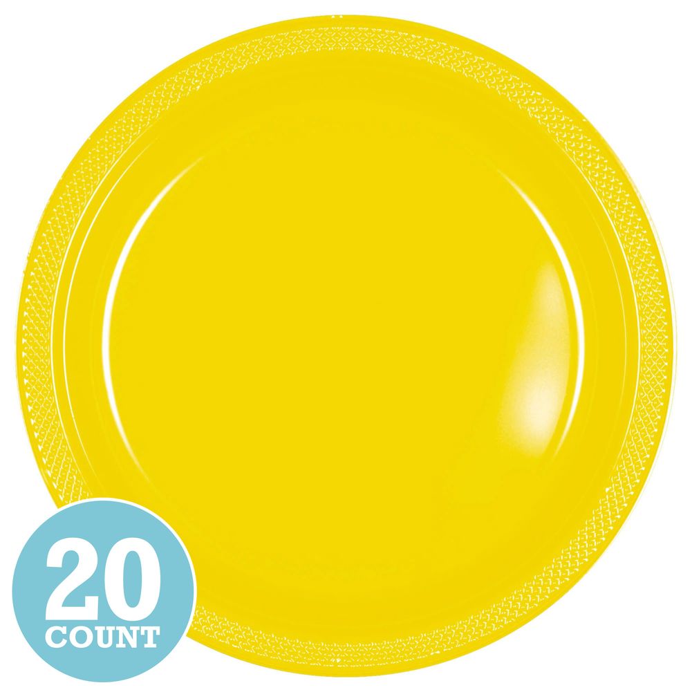 Yellow Sunshine Plastic Banquet Plates (20ct)