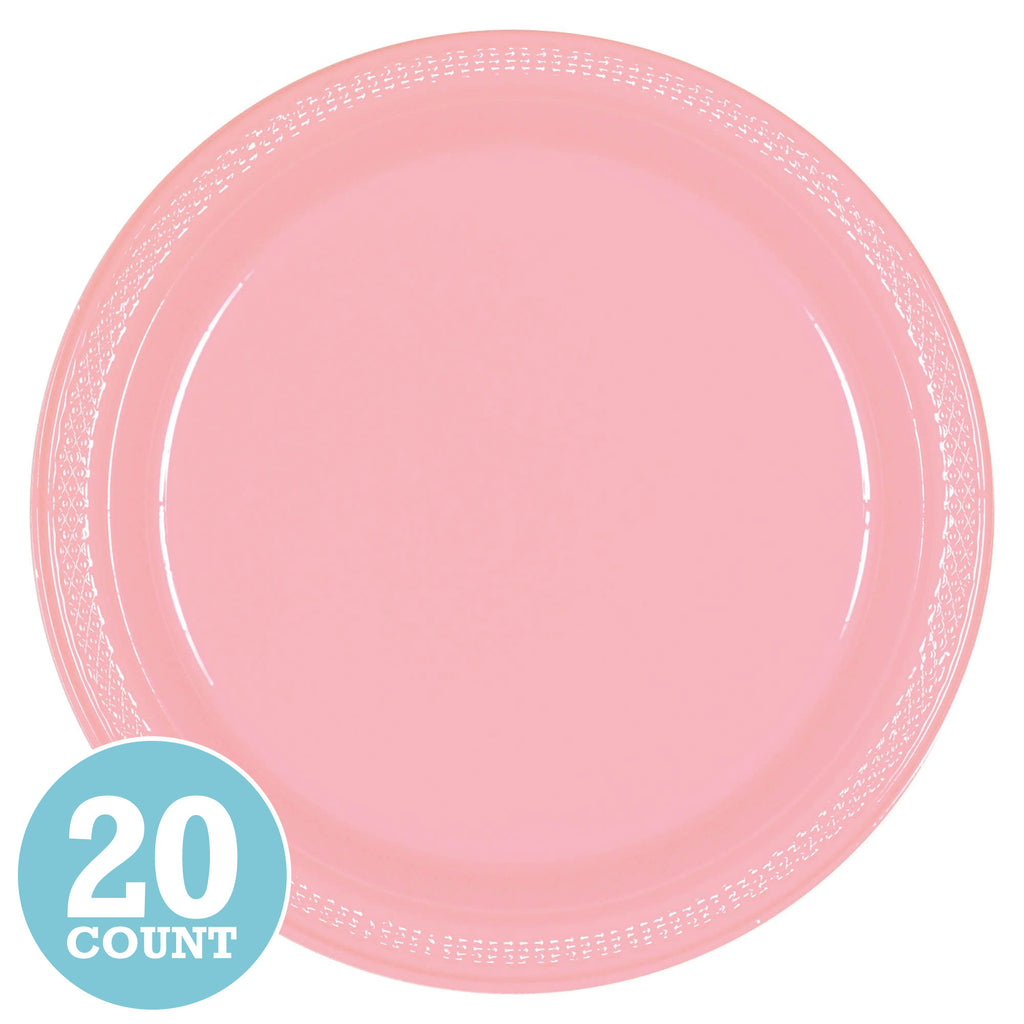 New Pink Plastic Banquet Plates (20ct)