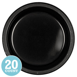 Jet Black Plastic Banquet Plates (20ct)
