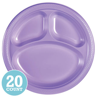 Lavender Divided Plastic Banquet Plates (20ct)