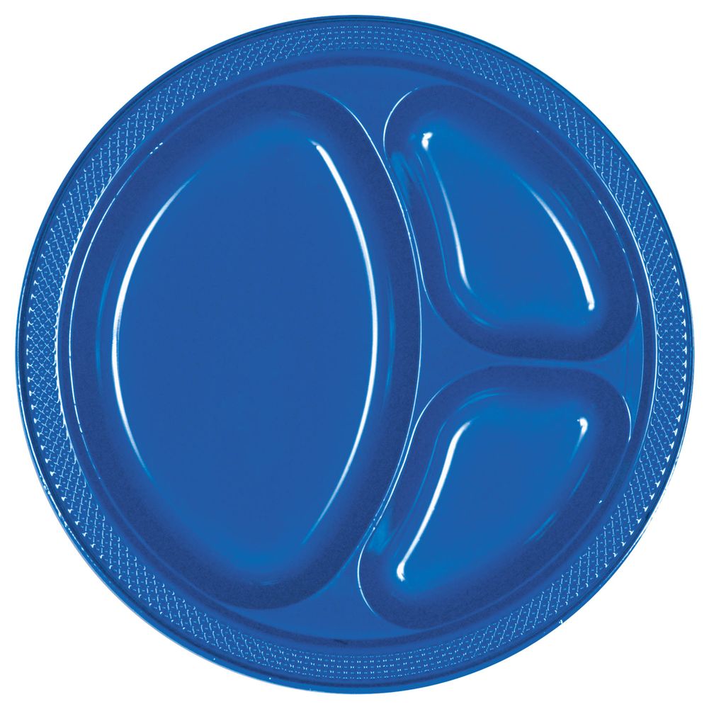 Marine Blue Divided Plastic Banquet Plates