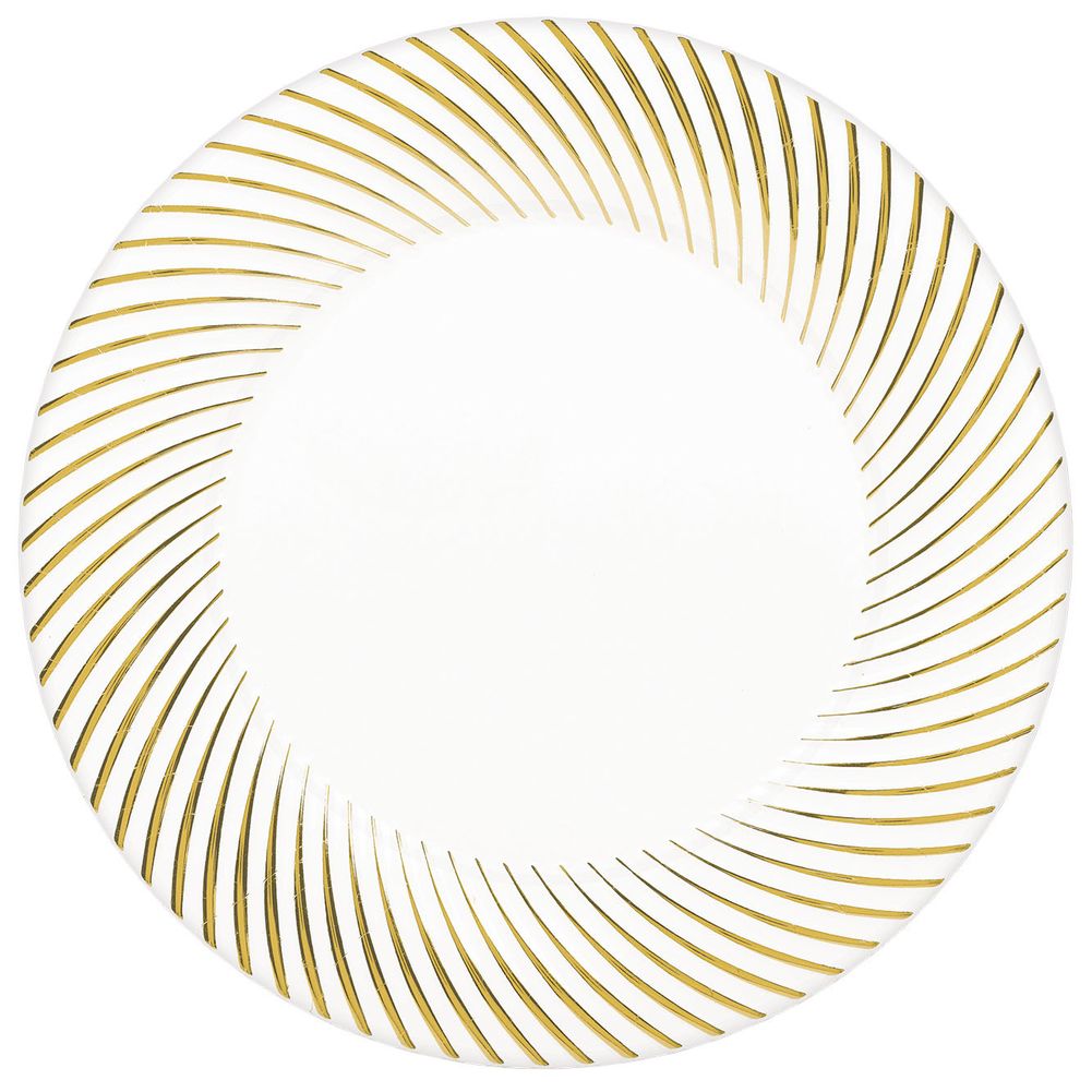Gold Swirled White Plastic Banquet Plates (10 ct)