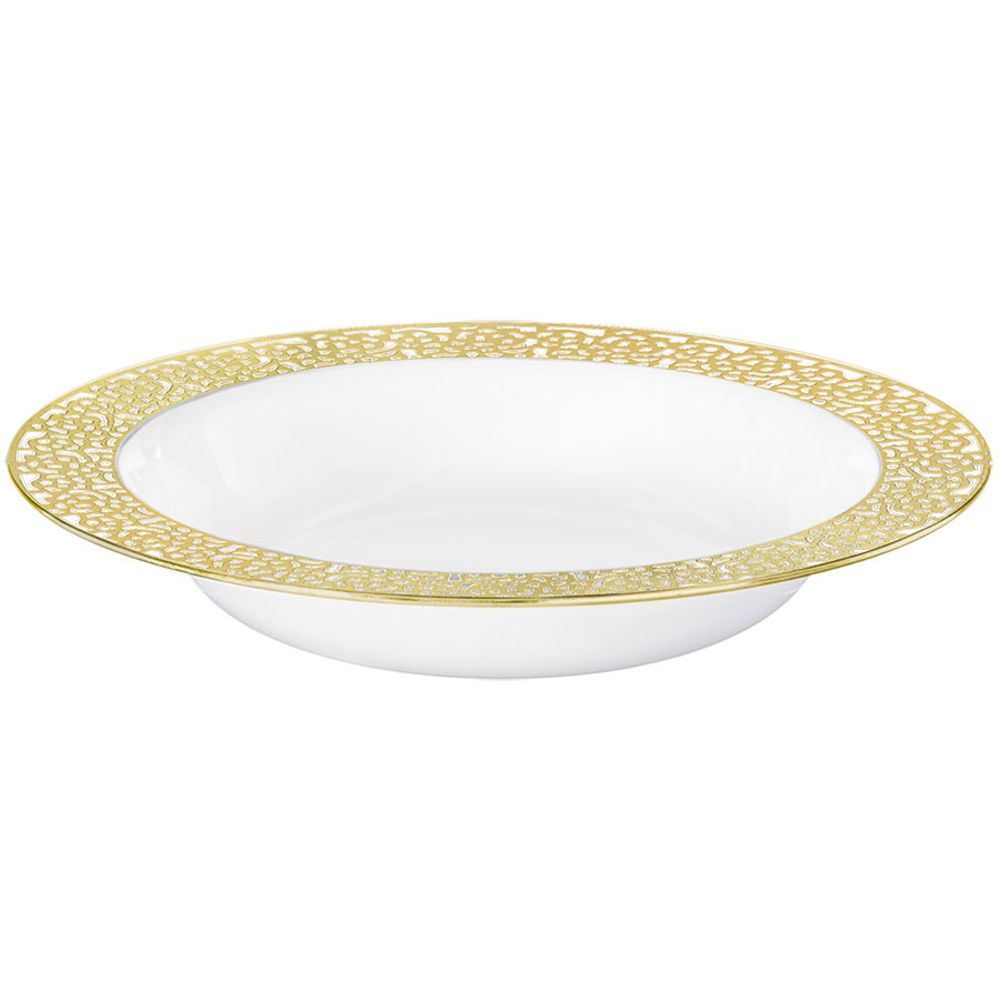 Gold Laced White Plastic 12oz Bowls (10 ct)