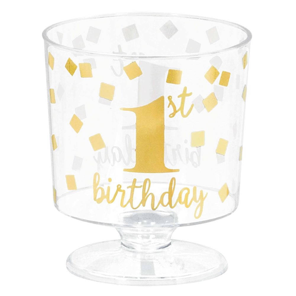 1st Birthday Hot Stamped Tiny Pedestal Clear 2oz Cups (30 ct)