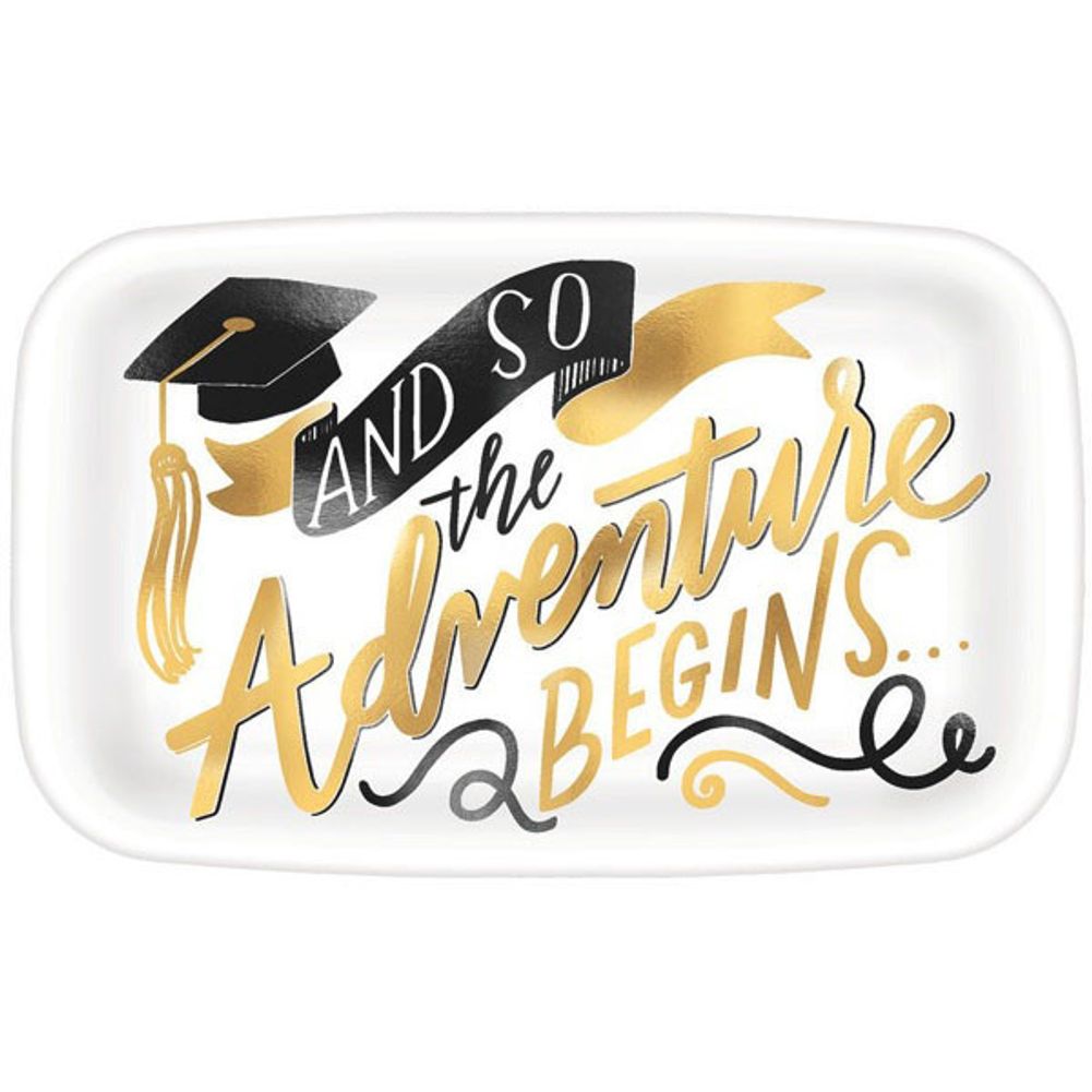 And So The Adventure Begins Hot Stamped Plastic Serving Tray