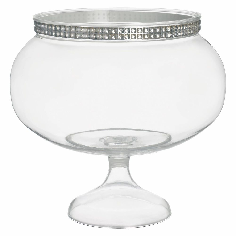 Clear Bling Short Round Pedestal Jar